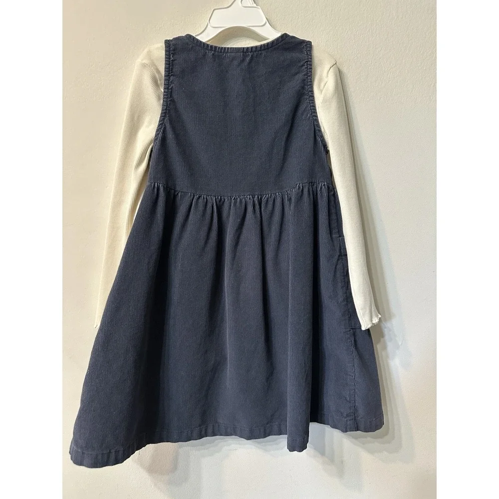 Old Navy Toddler Girls Corduroy Dress Set 5T Dusk Navy Pinafore Jumper 2-Pc Fall